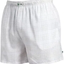 minjar Men's Cotton Boxer Shorts, Regular Fit, White with Grid Pattern, Pack of 2-picture-11