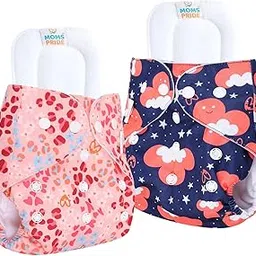 MOM'S PRIDE® Baby Pocket Cloth Diapers Printed Reusable,Washable, Adjustable One Size Adjustable New Baby Cloth Diapers 0-2 years (2 Printed Diaper Covers with 2 Insert Pad)-picture-31