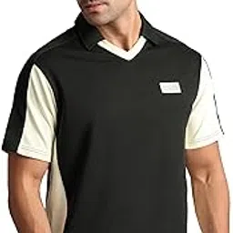 beyoung Sporty Color Block V-Neck Polo Tshirt for Men | Imported Poly | Regular Fit | Collar Tshirt | Half Sleeve | Textured Polo T-Shirt-picture-42