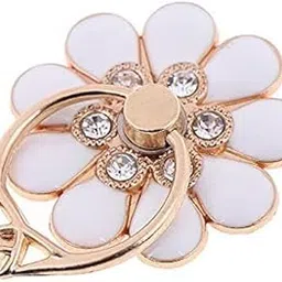 KolorFish Funky Mobile Phone Ring Grip Holder Stand 360 Degree Rotation with Finger Ring for All Mobile Phone and Tablet (Universal) Nine Leaf White image 1