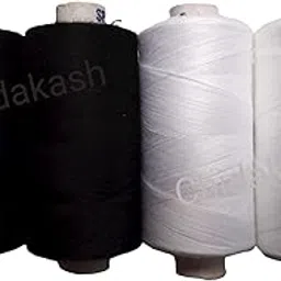 Chidakash® 550 M 4 Pcs Strong and Durable Cotton Polyester Black and White Sewing Threads for Machine and Hand Sewing Accessories-image-28
