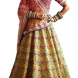 zeel clothing Women's Faux Silk Semi stitched Lehenga Choli (7031-Yellow-Latest-Bridal-Lehenga_Haldi Yellow_Free Size)-picture-17