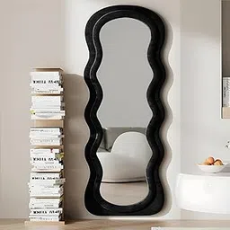 MKH KRAFTS- Modern Wavy Decorative Wall Frame, MDF Wood, Black, 60x24 Inch, Mirror Frame Without Glass, for Living Room, Bedroom, Entryway-image-27