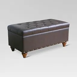 MTK WOOD PLAZA, Tufted Storage Bench with Nailheads Espresso 2 seetar Sofa Couch Puff Puffy Footstools Ottoman Bench for livingroom Bedroom Office-picture-54