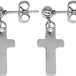 sullery Religious Jewelry Christmas Jesus Cross Silver Stainless Steel Stud Earring-picture-44