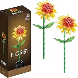 2 Pcs for Lego Flower Bouquet Set Sunflower Flower Gifts Lego Set with Building Blocks for DIY kit Craft (Includes 2 Flowers)-image-24