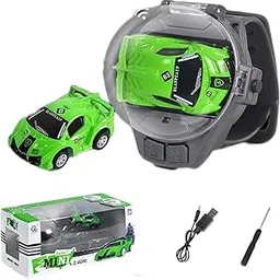 2022 New Mini Remote Control Car Watch Toys, Tiktok Watch Car Toys, 2.4 GHz Racing Car Watch with USB Charging Cartoon RC Small Car Gift for Boys and Girls (Green A)-picture-27
