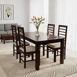Wooden Dining Table 4 Seater for Living Room Home Hall Hotel Dinner Restaurant Wooden Dining Table Dining Room Set with 4 Chairs Walnut-picture-27