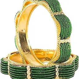 styollo Premium Stunning Looks Alloy Kada Set For Women & Girls With Spring Pearls Work | Beautiful Chudi For Women | Girls Wedding Bangles | Gold Plated Kada | Best Gift For Wife & Sister - Set Of 2-picture-10
