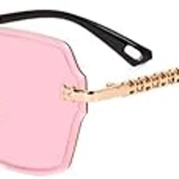 mashamart Stylish Rimless Sunglasses for Women, Gradient Lens, Gold Black Metal Frame, With 3 colours-picture-51
