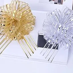UKIYO | Pull Bow for Gift Wrapping (5 Gold+5 Silver) Pull Bow Large Organza Pull Bow with Ribbon for Wedding Christmas Decoration(Width-32mm) (5 Gold+5 Silver)-picture-13