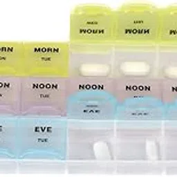 Ezyfit Weekly Pill Planner 7 Day Pill Case 21 Compartments, 3 Dose Planner Pill Medicine Organizer Reminder Storage, 3 Times A Day Color-Coded (Pack of 1)-picture-12