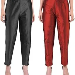 pilku Women Modern Combo Black,Maroon Silk Solid Pant-picture-41