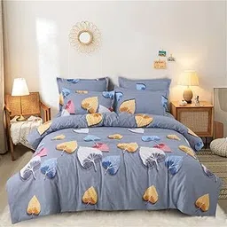 BREVARD Glacecotton Single Bed/Duvet Cover/Rajai Cover/Blanket Cover with Zipper (60x90 Inche, Grey Leaf)-picture-31