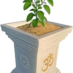 NEER Big Size Rotomolded Tulsi Vrindavan Polymer Pot – 20x15 Inch Rectangular Grey Stone Marble Look Pot for Tulsi Plant, Indoor & Outdoor (Greystone-Swastik, Large)-image-34