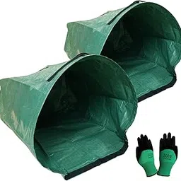 2 Pack Yard Waste Bags, Large Yard Dustpan-Type Garden Bag for Collecting Leaves, Reuseable Heavy Duty Lawn and Leaf Bags for Yard Debris, 53 Gallons Leaf Collector Bags with Gloves-picture-46