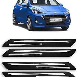 Car Bumper Protector Guard for Hyundai Grand i10 Nios AMT Sportz with Double Chrome Strip Set of 4Pcs (Black)-picture-12