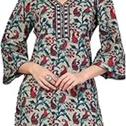 Paisley Printed A-Line Cotton Kurti-image-14