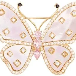 Diamond Butterfly Brooch Pin | 18k Gold Plated | Trendy, Lightweight & Comfortable | Stylish & Tarnish-Resistant | Qty : 1pc-image-85