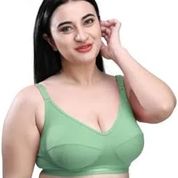 Women Super Combed Cotton Elastane Everyday Bra | Wirefree | Non Padded | Full Coverage with Contoured Shaper Panel | Fabric Green 36C-picture-10