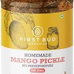 First Bud Organics Homemade Mango Pickle - 500gm | Authentic Indian Taste & Secret Rajashtani Receipe | Dry & Spicy Mango Pickle | Handmade With Fresh Ingreidents | Perfect For Meals & Snacks-picture-21