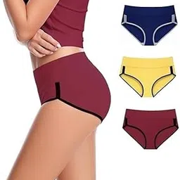 diving deep Womens Breathable 100% Hipser Regular & Plus Size Underwear | Cotton Brief | High Waist Full Coverage Tummy Controller | High Rise Underpants Womens Panties - (Pack of 3)-picture-47