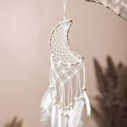 THE URBAN ARTISTIC White Feather Metal Moon Dream Catcher - Handcrafted Wall Hanging, Home Decor (Pack of 1)-image-6