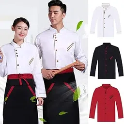 ExhilaraZ Household 1Pc Unisex Single Breasted Long Sleeve Chef Coat Working Uniform Cook Clothes-picture-19