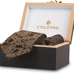 cazzano Men Multicolor Printed Tie With Pocket Square, Combo Pack of 2-picture-34