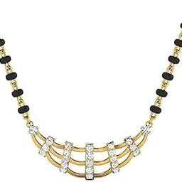 dishis 14/18K BIS Hallmark Yellow Gold and certified Diamond Tanmaniya Mangalsutra for Women-picture-38