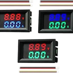 Digital Voltmeter Ammeter with Connect Wires Dual LED Display Panel 100V 10A Red Blue-picture-48
