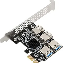 JMT PCI-E 1x to 16x Riser Card PCI-Express 1 to 4 Slot PCIe USB3.0 Adapter Port Multiplier Miner Card for BTC Bitcoin Miner Mining (No Cable)-picture-35