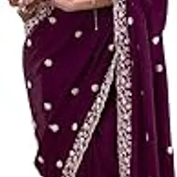 trendmalls Women's Satin Embroidery Sequin Work Saree with Unstitch Blouse Piece-picture-34