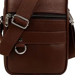 apexio collection Pure Luxury Boss SMALL Leather Sling Bag for Men Women | Classic Chest Slinger | Mobile Pocket Sling Bags| corporate gifts items. (Royal Brown)-picture-58