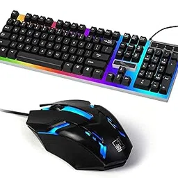 Sky Touch G21 Computer Gaming Keyboard & Mouse Combo Keyboard with Flexible Polychromatic LED Lights Mechanical Feel Wired USB Work Keyboard Mouse Set for-picture-21