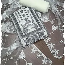 Georgette Embroidery Dress Material for Women | Unstitched Dress Material with Fancy Neck & Button Design | Includes Bottom & Lining |-image-82