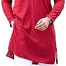 diamond cluster Men's Embroidered Sequence Cotton Full Sleeve Regular Fit Casual Wear Kurta Pyjama Set (C-R-K-010231)-picture-49