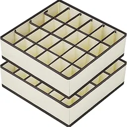 Joyoldelf Sock Drawer Organizer Divider 2 Packs Underwear Organizer, 24 Cell Collapsible Closet Cabinet Organizer Underwear Storage Boxes for Storing Socks, Bra, Handkerchiefs, Ties, Belts (White)-picture-29