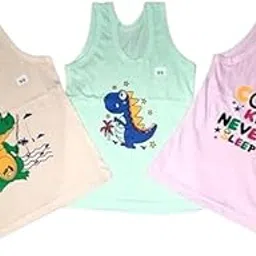 Jain Trader Hosiery Cotton Printed Vest for Kids Innerwear Vest (Pack of 3) (0-6 Months) Multicolour-picture-12