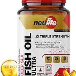 Neulife Ultra Triple Strength Omega 3 Fish Oil 1050mg | 540mg EPA, 360mg DHA | Supports Heart Health, Brain Function & Joint Mobility | Pure & Potent Formula | 60 Softgels for Daily Wellness Boost-image-47