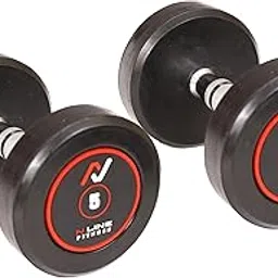 N LINE FITNESS Rubber Professional Bouncer Dumbbell Set - Fixed Weight for Home and Gym Training (Black & Silver, 5 Kg Pair)-picture-11