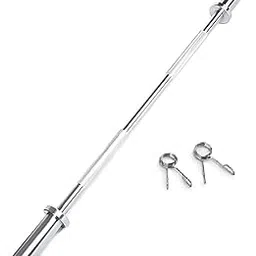 Body Maxx 4 Feet Straight Olympic Rod (50 mm) for Heavyweight Lifting Training and Gym Fitness Workout with Two Units of Springs Collar.-picture-26