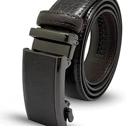 the tie hub Croc-Textured PU Leather Belts for Men | Vegan Belts | Adjustable No-Hole Belt with Auto-Lock Buckle | Formal & Casual Belts | Trim-to-Fit | Wooden Premium Gift Box-picture-40