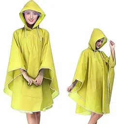 ORILEY EVA Raincoat Poncho 160 GSM with Adjustable Hood Full Sleeves Knee Length Ladies Universal Size Water Resistant Outdoor Rainwear for Bike Riders Women (Pack of 1, Yellow)-picture-10
