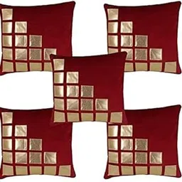 UPDHANM16 X 16 Inches Maroon Cushion Covers Set of 5 Decorative Hand Made Velvet Geometric Throw/Pillow Sofa Bed Cushion Covers Without Fillers-picture-35
