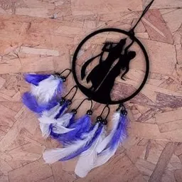 LAGADI DECOR Radhe Krishna Blue & White Handmade Dreamcatcher for Car, Bedroom, Wall Decor | Positive Energy & Protection Hanging Ornament | Decorative Showpiece Wall Hanging | RadheKrishna-picture-14