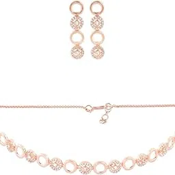 zaveri pearls Rose Gold Dazzling Cubic Zirconia Necklace & Earring Set For Women-ZPFK15348-picture-50