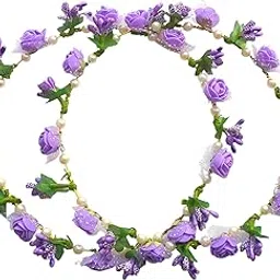 jyayasi 2Pcs Pollen Rose Flower Crown Tiara for Wedding, Festival & Party, Floral Headband for Women & Girls-picture-14