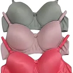 skdreams Multicolor Polyester Seamless Padded Non-Wired Full Coverage Women Pack of 3 Everyday Bra Combo-picture-29