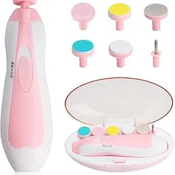 SMARZEC Electric Baby Nail File Set | Infant-Safe Nail Trimmer with 6 Grinding Heads | Baby Nail Clippers with LED Illumination | Electric Nail Trimmer for Newborns (Pink)-image-28
